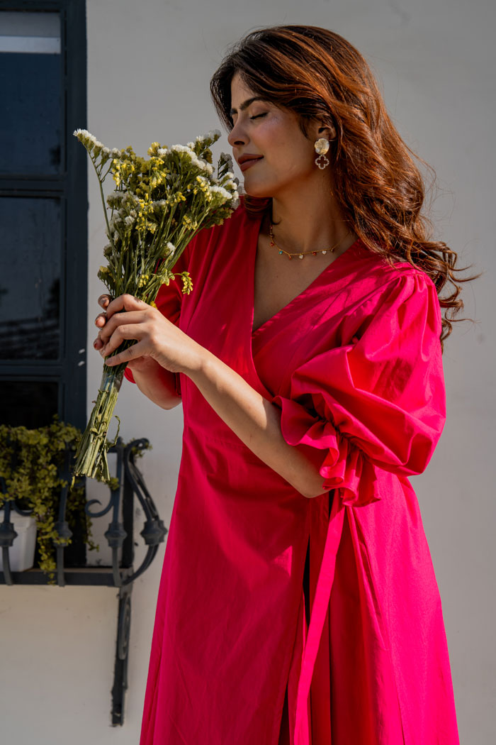 Hot Pink Wrap Dress Everyyday Hot Pink Wrap Dress Everyyday