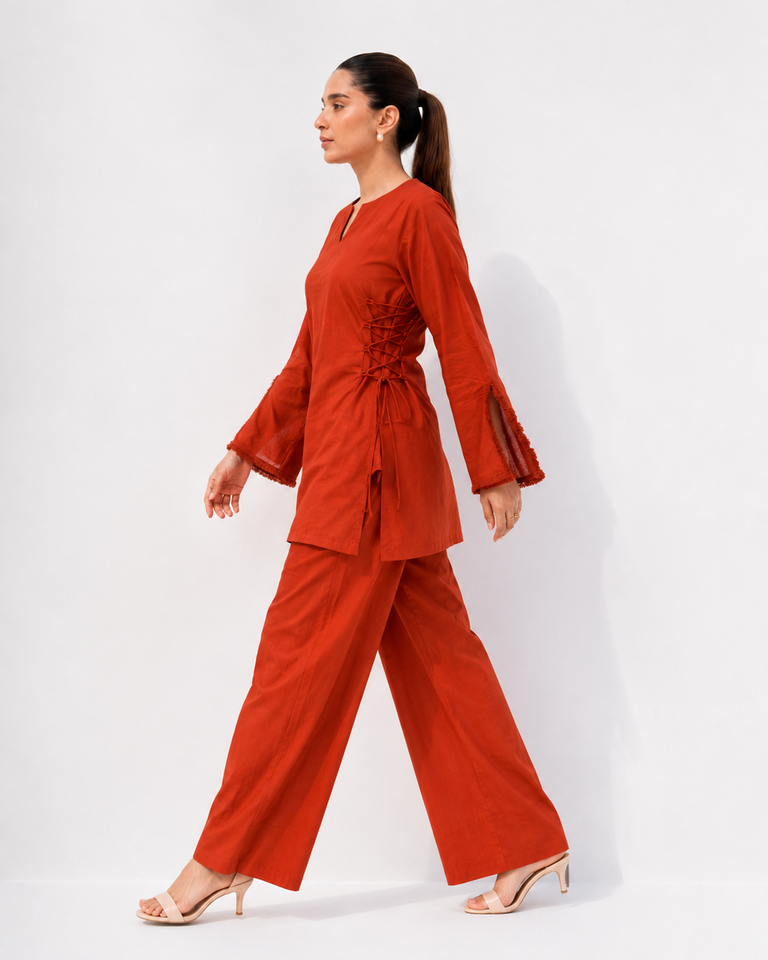 Rust Orange Farshi Salwar Set