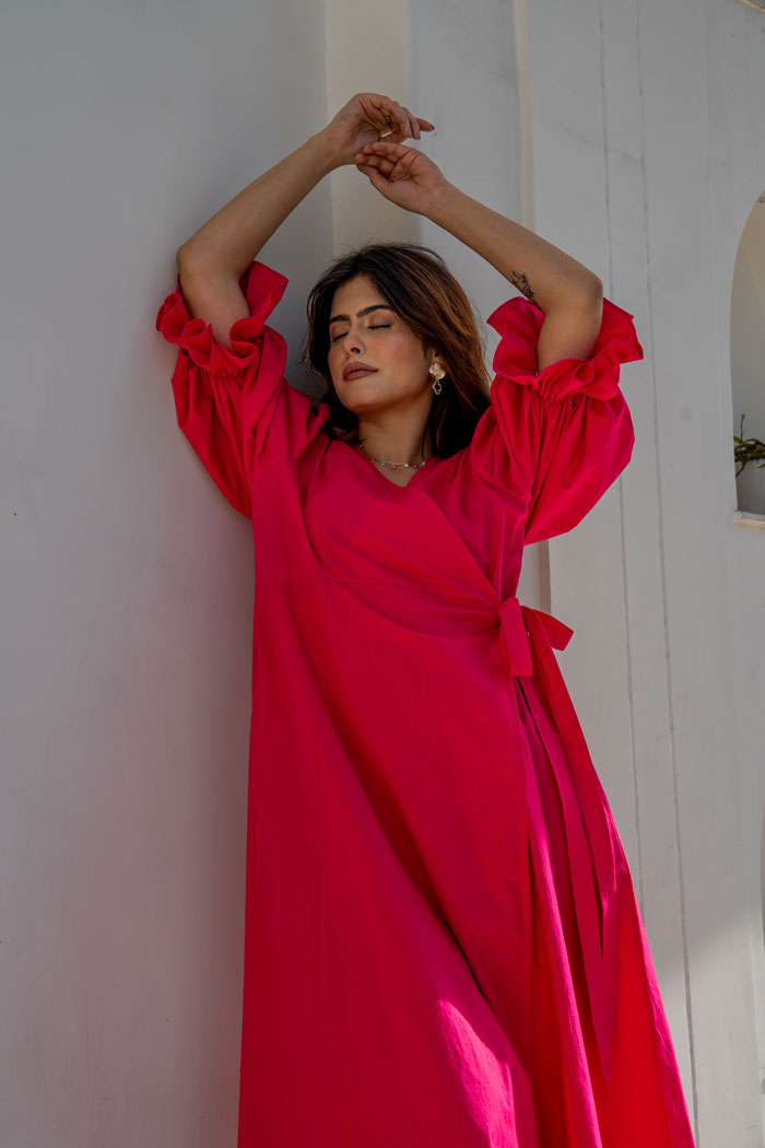 Hot Pink Wrap Dress