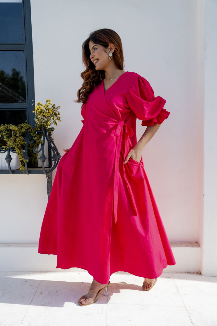 Hot Pink Wrap Dress