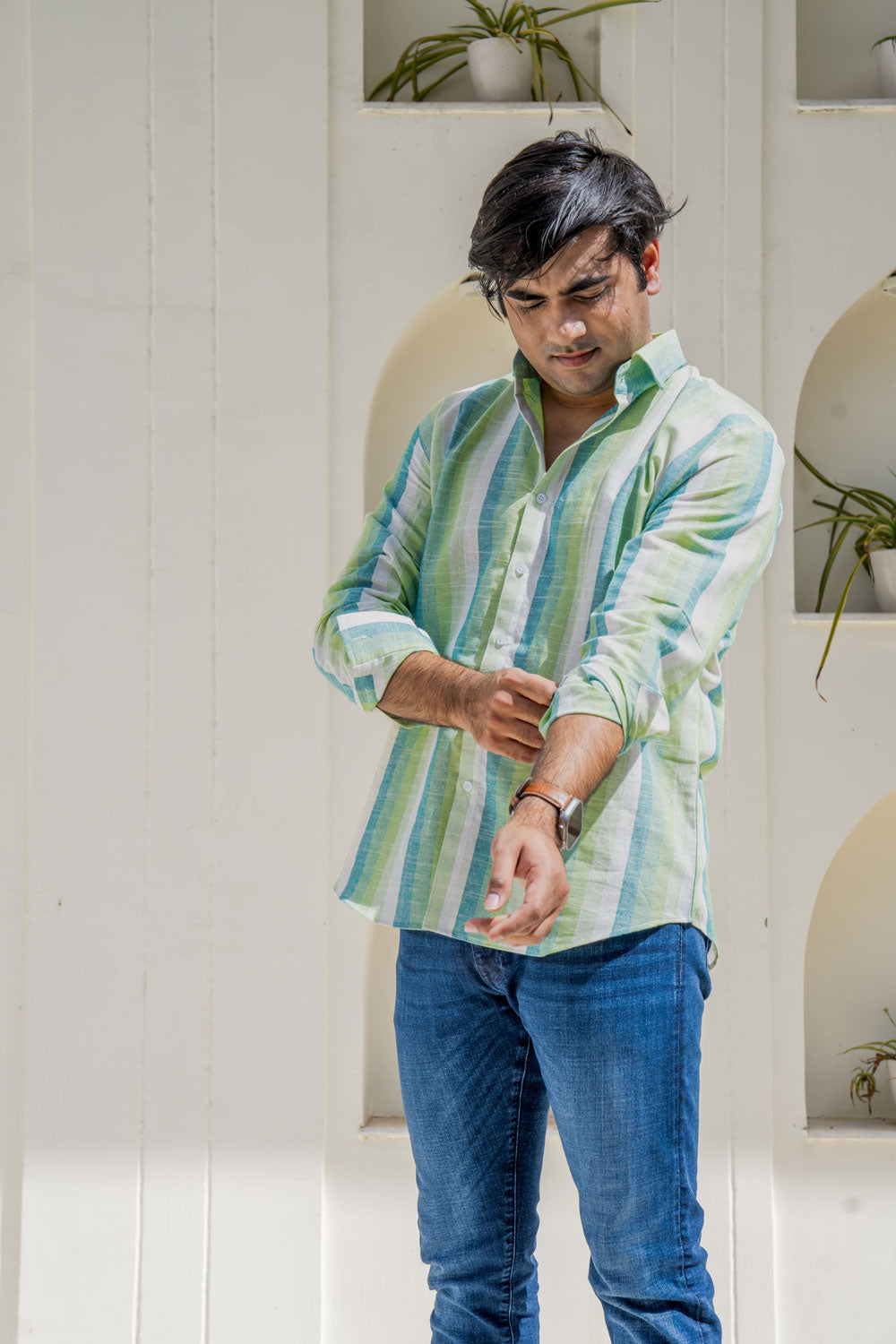 Lime Stripe Woven Shirt