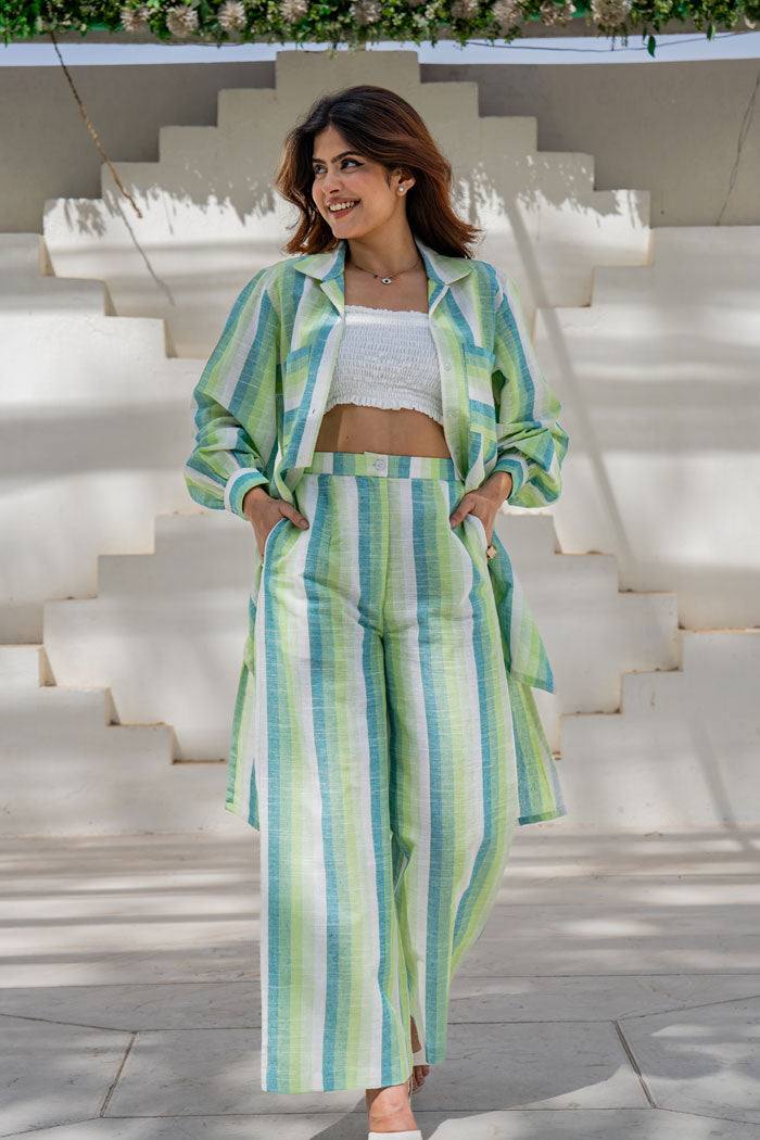 Lime Striped Coord Set